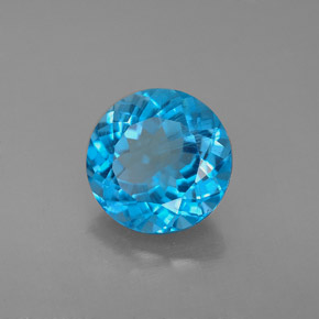 Topazio naturale blu da 2,96 ct, taglio rotondo, VS