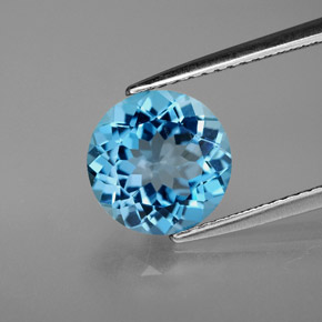 Topazio naturale blu da 3,07 ct, taglio rotondo, VVS-VS