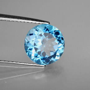 Topazio naturale blu da 3,07 ct, taglio rotondo, VVS-VS