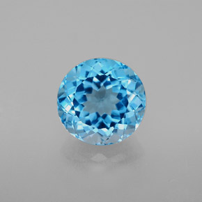 Topazio naturale blu da 3,42 ct, taglio rotondo, VVS-VS