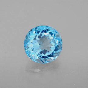 Topazio naturale blu da 3,42 ct, taglio rotondo, VVS-VS