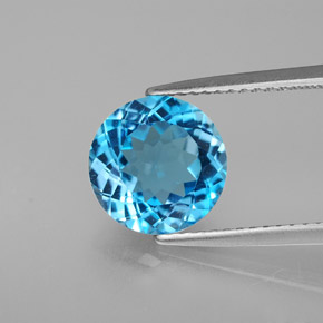 Topazio naturale blu da 3,27 ct, taglio rotondo, VS