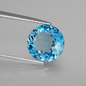 Topazio naturale blu da 3,27 ct, taglio rotondo, VS