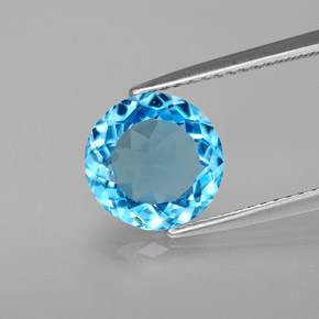 Topazio naturale blu da 2,98 ct, taglio rotondo, VS