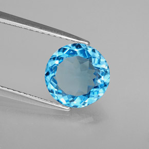 Topazio naturale blu da 2,98 ct, taglio rotondo, VS