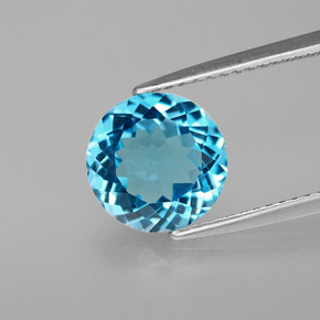 Topazio naturale blu da 2,97 ct, taglio rotondo, VS