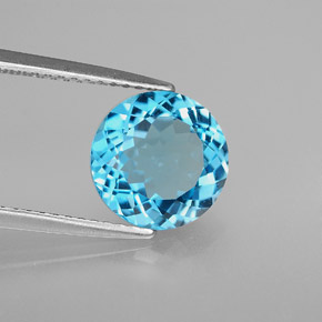 Topazio naturale blu da 2,97 ct, taglio rotondo, VS