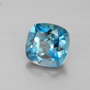 Topazio naturale blu da 2,00 ct, taglio a cuscino, VVS-VS