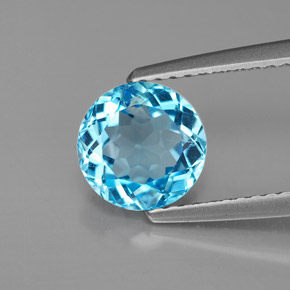 Topazio naturale blu da 1,69 ct, taglio rotondo, VS
