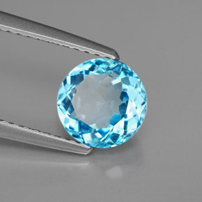 Topazio naturale blu da 1,69 ct, taglio rotondo, VS