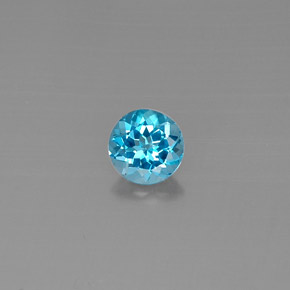 Topazio naturale blu da 1,59 ct, taglio rotondo, VVS-VS