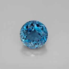 Topazio naturale blu da 3,94 ct, taglio rotondo, VVS-VS