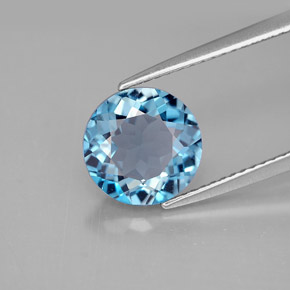 Topazio naturale blu da 2,92 ct, taglio rotondo, VVS-VS