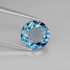 Topazio naturale blu da 2,92 ct, taglio rotondo, VVS-VS