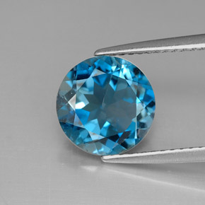 Topazio naturale blu da 2,95 ct, taglio rotondo, VVS