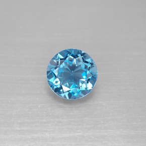 Topazio naturale blu da 2,35 ct, taglio rotondo, VS