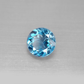 Topazio naturale blu da 2,35 ct, taglio rotondo, VS