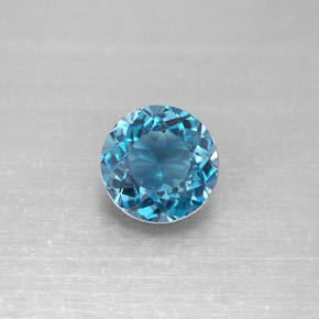 Topazio naturale blu da 2,46 ct, taglio rotondo, VVS-VS