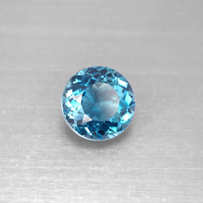 Topazio naturale blu da 2,46 ct, taglio rotondo, VVS-VS