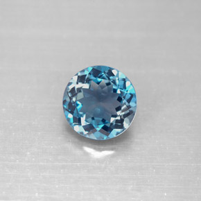 Topazio naturale blu da 2,34 ct, taglio rotondo, VVS-VS