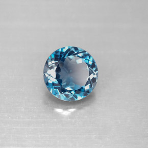 Topazio naturale blu da 2,34 ct, taglio rotondo, VVS-VS