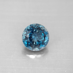 Topazio naturale blu da 2,36 ct, taglio rotondo, VVS-VS