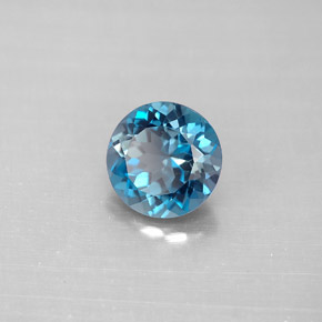 Topazio naturale blu da 2,13 ct, taglio rotondo, VVS-VS