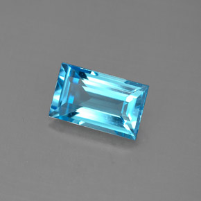 Topazio naturale blu da 2,13 ct, baguette, VVS-VS