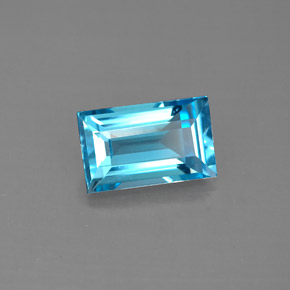 Topazio naturale blu da 2,13 ct, baguette, VVS-VS