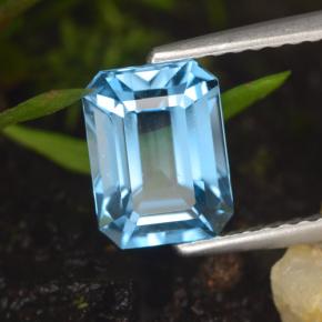Topazio naturale blu da 2,01 ct, taglio smeraldo, VVS-VS