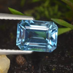 Topazio naturale blu da 2,01 ct, taglio smeraldo, VVS-VS