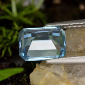 Topazio naturale blu da 2,01 ct, taglio smeraldo, VVS-VS