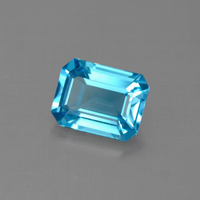 Topazio naturale blu da 1,70 ct, taglio smeraldo, VVS-VS