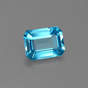 Topazio naturale blu da 1,70 ct, taglio smeraldo, VVS-VS