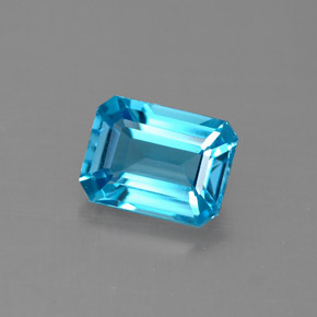 Topazio naturale blu da 1,92 ct, taglio smeraldo, VVS-VS