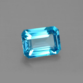 Topazio naturale blu da 1,92 ct, taglio smeraldo, VVS-VS