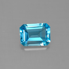 Topazio naturale blu da 1,49 ct, taglio smeraldo, VVS-VS