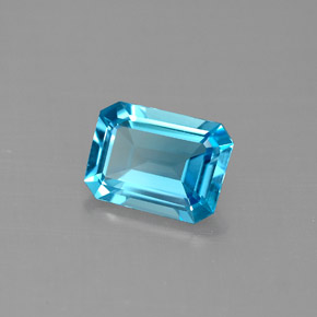Topazio naturale blu da 1,49 ct, taglio smeraldo, VVS-VS