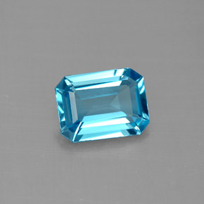 Topazio naturale blu da 1,55 ct, taglio smeraldo, VVS-VS