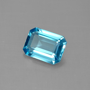 Topazio naturale blu da 1,55 ct, taglio smeraldo, VVS-VS