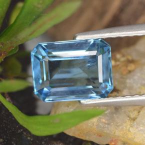 Topazio naturale blu da 1,94 ct, taglio smeraldo, VS-SI