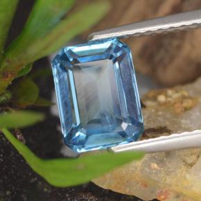 Topazio naturale blu da 1,94 ct, taglio smeraldo, VS-SI