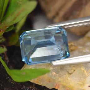 Topazio naturale blu da 1,94 ct, taglio smeraldo, VS-SI