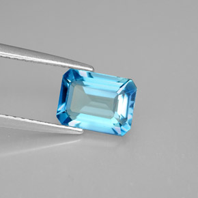 Topazio naturale blu da 1,80 ct, taglio smeraldo, VVS