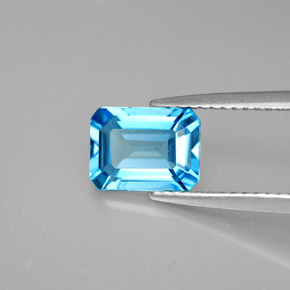Topazio naturale blu da 1,80 ct, taglio smeraldo, VVS