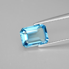 Topazio naturale blu da 1,92 ct, taglio smeraldo, VVS-VS