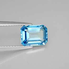 Topazio naturale blu da 1,92 ct, taglio smeraldo, VVS-VS