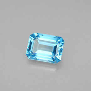Topazio naturale blu da 2,15 ct, taglio smeraldo, VVS-VS