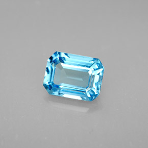 Topazio naturale blu da 1,92 ct, taglio smeraldo, VVS-VS
