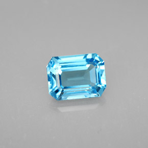 Topazio naturale blu da 1,92 ct, taglio smeraldo, VVS-VS